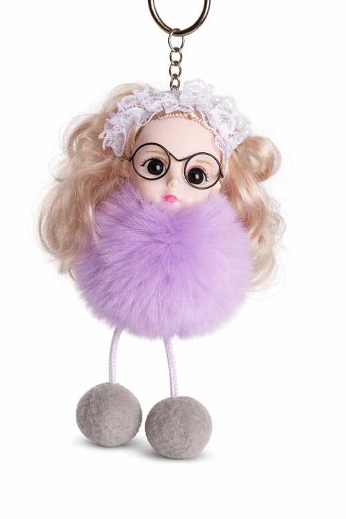 Cute Doll Keychain (Pack of 2) | Fluffy Pom Pom Bag Charm