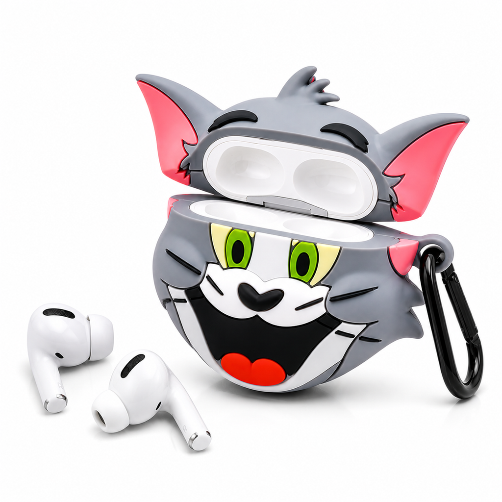 Tom & Jerry Silicone AirPods Case Cover with Keychain | Cute Cartoon Protective Case | Shockproof & Scratch Resistant | AirPods 1 / AirPods 2 / AirPods 3 / AirPods Pro