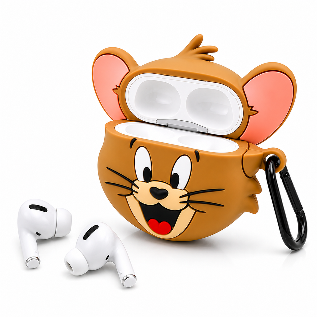 Tom & Jerry Silicone AirPods Case Cover with Keychain | Cute Cartoon Protective Case | Shockproof & Scratch Resistant | AirPods 1 / AirPods 2 / AirPods 3 / AirPods Pro