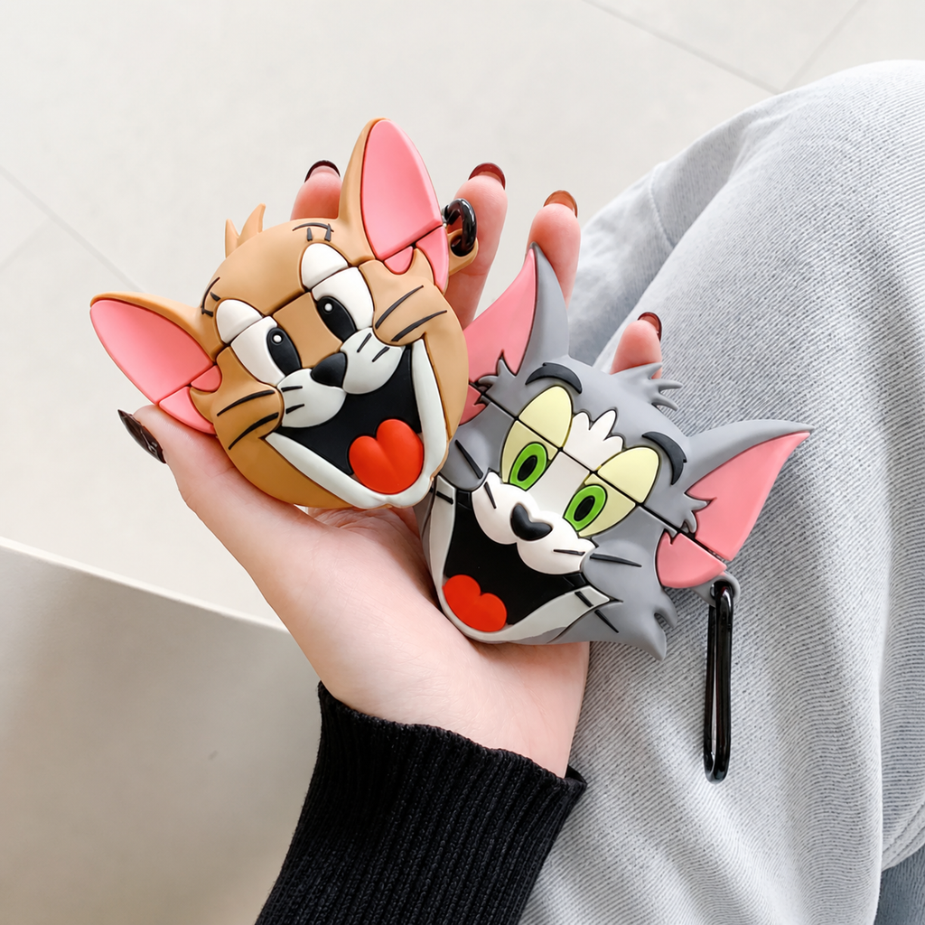 Tom & Jerry Silicone AirPods Case Cover with Keychain | Cute Cartoon Protective Case | Shockproof & Scratch Resistant | AirPods 1 / AirPods 2 / AirPods 3 / AirPods Pro
