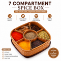 7-in-1 Masala Box with Tray | Plastic Spice Organizer Container | Kitchen Storage Dabba with Lid
